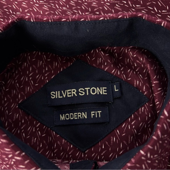 Silver Stone Modern Fit Men's Large Button Front Down Dress Shirt Long Sleeve - Picture 4 of 5